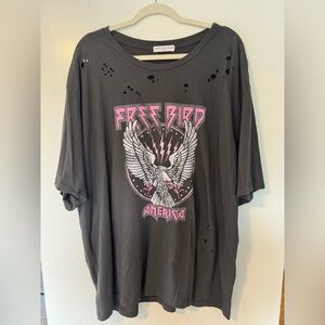 Eighty Eight Black Tee with Pink Eagle Graphic